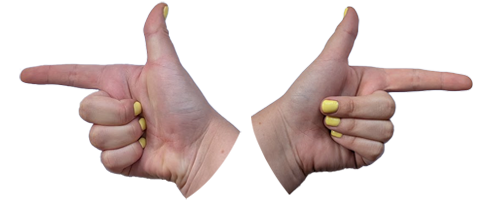 two hands pointing left and right